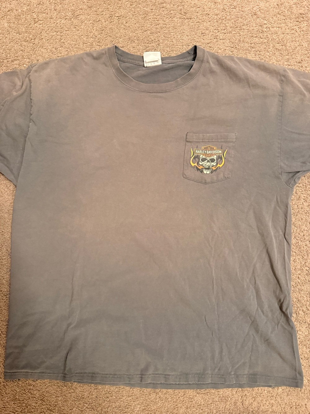 Harley-Davidson Men's Charcoal Pocket Tee with Yellow Skull Graphic